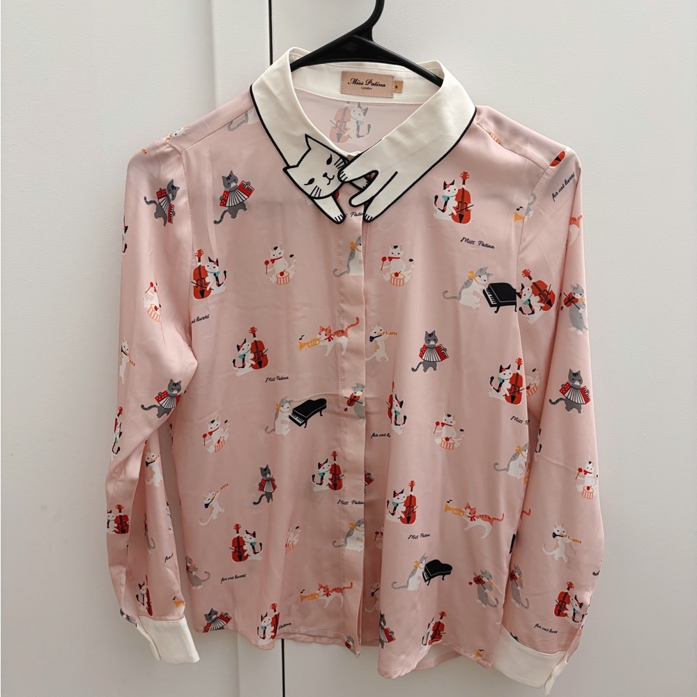 New Miss Patina Aristo Cat shirt (pink), new without tags, UK size 6, US size S